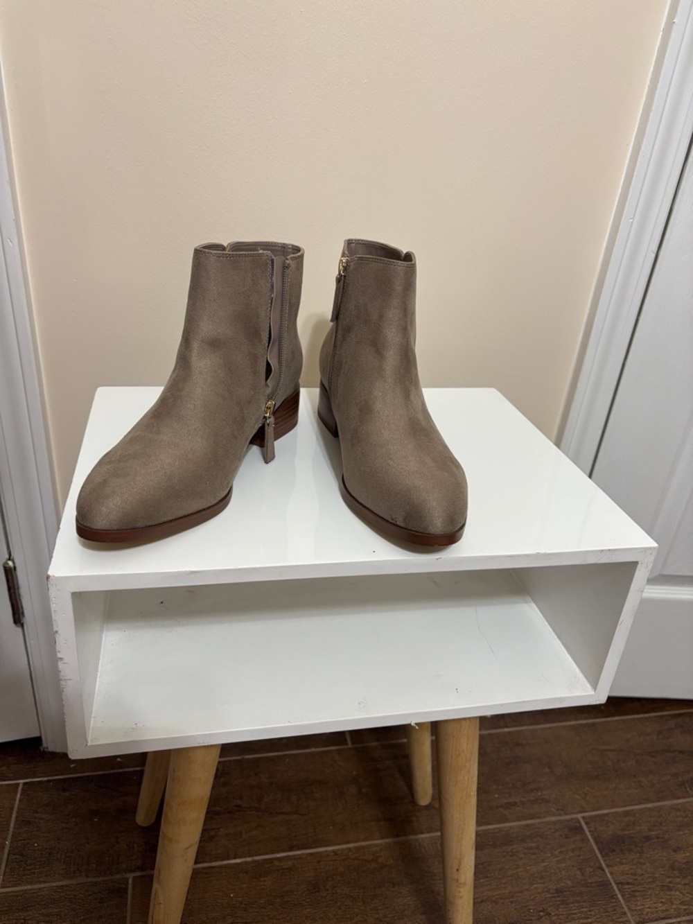 J. Crew Taupe Suede Ankle Booties with Side Zip
